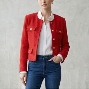 J.Crew Isabelle Lady Jacket in Ruby Red Tweed